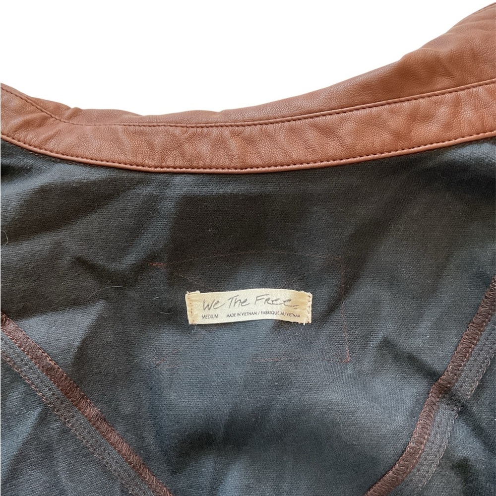Free People We The Free Easy Rider Faux Leather Shacket Brown, M - Picture 9 of 15